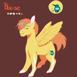 Size: 1024x1024 | Tagged: safe, artist:art-and-a-half, imported from derpibooru, oc, oc only, oc:blaise, pegasus, pony, brown background, male, offspring, parent:lightning dust, parent:short fuse, parents:lightningfuse, simple background, solo, stallion