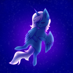 Size: 1854x1854 | Tagged: safe, artist:orangemoonarts, imported from derpibooru, oc, oc:fleurbelle, alicorn, alicorn oc, female, flying, horn, mare, sleeping, wings