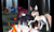 Size: 2845x1705 | Tagged: safe, artist:dreepymom, artist:the-dreepy-mom, imported from derpibooru, oc, oc only, oc:arctic spark, oc:kimiko, earth pony, kirin, unicorn, big ears, bucket, female, fire extinguisher, male, mare, stallion