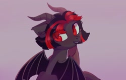 Size: 2048x1309 | Tagged: safe, artist:_mpiesocks, artist:raily, imported from derpibooru, oc, oc only, bat pony, pony, horns, solo, spread wings, wings