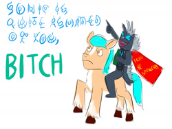 Size: 1280x960 | Tagged: safe, artist:horsesplease, imported from derpibooru, grubber, hitch trailblazer, earth pony, hedgehog, pony, unown, my little pony: the movie, spoiler:g5, bitch, bitch trailblazer, doodle, drunk, g5, hedgehogs riding ponies, lunt, pokémon, pun, reference, riding, sad hitch, sonic the hedgehog (series), unamused, vulgar