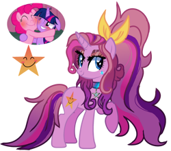 Size: 1280x1124 | Tagged: safe, artist:princess-kitsune-tsu, artist:venomous-cookietwt, edit, edited screencap, imported from derpibooru, screencap, pinkie pie, twilight sparkle, oc, pony, unicorn, base used, blushing, female, lesbian, magical lesbian spawn, mare, offspring, parent:pinkie pie, parent:twilight sparkle, parents:twinkie, screencap reference, shipping, simple background, transparent background, twinkie