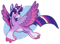 Size: 1806x1332 | Tagged: safe, artist:oriando, derpibooru exclusive, imported from derpibooru, twilight sparkle, alicorn, classical unicorn, pony, unicorn, abstract background, cloven hooves, curved horn, female, flying, freckles, horn, leonine tail, mare, simple background, smiling, solo, transparent background, twilight sparkle (alicorn), unshorn fetlocks