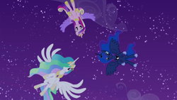 Size: 1280x720 | Tagged: safe, imported from derpibooru, screencap, princess cadance, princess celestia, princess luna, pony, twilight's kingdom, alicorn triarchy, animated, female, flying, trio, you'll play your part