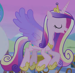 Size: 1250x1219 | Tagged: safe, imported from derpibooru, screencap, princess cadance, princess celestia, alicorn, pony, twilight's kingdom, colored wings, cropped, female, flying, gradient wings, hoof shoes, solo, wings, you'll play your part