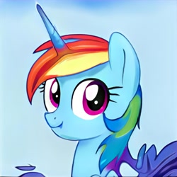 Size: 1024x1024 | Tagged: safe, artist:thisponydoesnotexist, imported from derpibooru, pony, ai content, ai generated, generator:thisponydoesnotexist, horn, neural network, not rainbow dash, solo