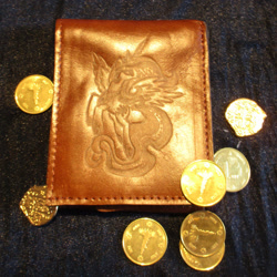 Size: 1024x1024 | Tagged: safe, alternate version, artist:malte279, imported from derpibooru, part of a set, princess celestia, coin, craft, leather, pyrography, traditional art, wallet