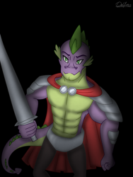 Size: 768x1024 | Tagged: safe, artist:delfinaluther, imported from derpibooru, spike, dragon, a dog and pony show, adult, adult spike, beefspike, knight, older, older spike