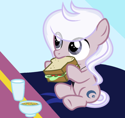 Size: 973x915 | Tagged: safe, artist:lominicinfinity, imported from derpibooru, oc, oc only, oc:moon dust, pony, colt, food, male, sandwich, solo