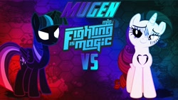 Size: 1280x720 | Tagged: safe, imported from derpibooru, rarity, twilight sparkle, alicorn, unicorn, fighting is magic, lil-miss rarity, evil, heart, lil miss rarity, mugen, nightmare twilight, nightmarified, scratches, thumbnail, twilight sparkle (alicorn), white eyes, youtube link