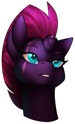 Size: 616x1016 | Tagged: safe, artist:erroremma, imported from derpibooru, tempest shadow, pony, unicorn, broken horn, bust, eye scar, horn, portrait, scar, solo