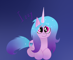 Size: 1700x1400 | Tagged: safe, artist:krymak, imported from derpibooru, izzy moonbow, pony, unicorn, cute, female, g5, gradient background, izzybetes, mare, solo
