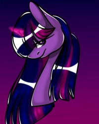 Size: 1080x1350 | Tagged: safe, artist:tessa_key_, imported from derpibooru, twilight sparkle, pony, unicorn, bust, female, glowing horn, gradient background, horn, mare, solo, unicorn twilight