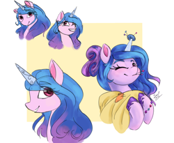 Size: 2402x1967 | Tagged: safe, artist:elisdoominika, derpibooru exclusive, imported from derpibooru, izzy moonbow, pony, unicorn, spoiler:g5, bust, colored sketch, cute, female, g5, hair up, izzy impaling things, izzybetes, looking at you, mare, pins, portrait, side view, sketch, smiling, smiling at you, solo, teeth