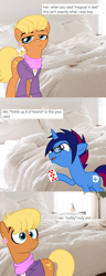Size: 688x1800 | Tagged: safe, artist:brony-works, artist:earth_pony_colds, artist:supermark, imported from derpibooru, ms. harshwhinny, oc, oc:marquis majordome, bedroom, card, comic, dialogue, funny, joke, magic trick, meme