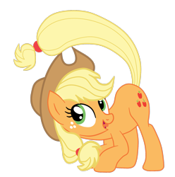 Size: 1455x1465 | Tagged: safe, artist:gmaplay, imported from derpibooru, applejack, earth pony, pony, applejack's hat, cowboy hat, female, hat, looking up, open mouth, raised tail, simple background, solo, tail, transparent background, vector