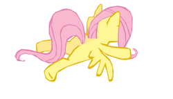 Size: 624x358 | Tagged: safe, artist:benpictures1, imported from derpibooru, fluttershy, pegasus, pony, a dog and pony show, butt, female, inkscape, missing cutie mark, plot, simple background, solo, vector, white background