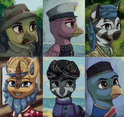 Size: 1280x1206 | Tagged: safe, artist:monx94, imported from derpibooru, oc, oc only, griffon, kirin, zebra, equestria at war mod, compilation, crown, hat, indonesia, indonesian, jewelry, looking at you, looking up, military, regalia, smiling, smiling at you
