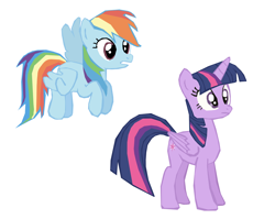 Size: 1182x942 | Tagged: safe, artist:benpictures1, imported from derpibooru, rainbow dash, twilight sparkle, alicorn, pegasus, pony, power ponies (episode), cute, dashabetes, duo, duo female, female, flying, inkscape, mare, open mouth, simple background, twiabetes, twilight sparkle (alicorn), vector, white background