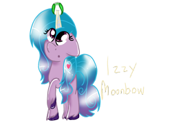 Size: 1084x813 | Tagged: safe, artist:heartstrings17, imported from derpibooru, izzy moonbow, pony, unicorn, spoiler:g5, spoiler:g5 movie, ball, female, floppy ears, g5, g5 movie, horn, horn guard, horn impalement, hornball, izzy's tennis ball, looking up, raised hoof, simple background, solo, tennis ball, transparent background, unshorn fetlocks