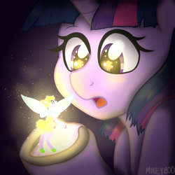 Size: 2000x2000 | Tagged: safe, artist:mikeyboo, derpibooru exclusive, imported from derpibooru, twilight sparkle, alicorn, fairy, fairy pony, original species, pony, cute, disney, disney fairies, fairy wings, fairyized, glow, glowing, ponified, sparkly wings, surprised, tinkerbell, twiabetes, twilight sparkle (alicorn), wings