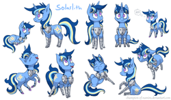 Size: 1800x1050 | Tagged: safe, artist:champion-of-namira, imported from derpibooru, oc, oc only, oc:solarlith, pony, unicorn, armor, chibi, female, mare, solo