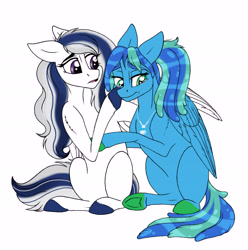 Size: 5701x5736 | Tagged: safe, artist:celestial-rainstorm, imported from derpibooru, oc, oc only, oc:milky way (sodadrinker11), oc:ocean soul, pegasus, pony, absurd resolution, female, mare, simple background, white background