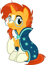 Size: 2063x2908 | Tagged: safe, artist:slb94, imported from derpibooru, sunburst, pony, unicorn, brooch, clothes, glasses, high res, jewelry, male, raised hoof, robe, simple background, sitting, solo, stallion, sunburst's brooch, sunburst's cloak, sunburst's glasses, sunburst's robe, transparent background, vector