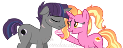 Size: 1600x633 | Tagged: safe, artist:ipandacakes, imported from derpibooru, luster dawn, oc, oc:crescendo, pony, unicorn, male, offspring, parent:shadow lock, parent:twilight sparkle, parents:twilock, simple background, stallion, transparent background