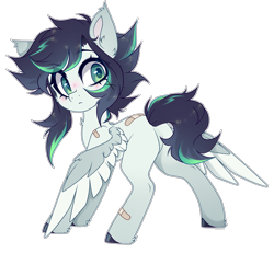Size: 3992x3684 | Tagged: safe, artist:_spacemonkeyz_, imported from derpibooru, oc, oc only, oc:chidori, pegasus, pony, bandaids, pegasus oc, solo, wings