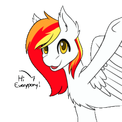 Size: 684x684 | Tagged: safe, artist:noxi1_48, imported from derpibooru, oc, oc:diamond sun, pegasus, pony, animated, commission, female, gif, mare, simple background, text, transparent background, waving, ych result