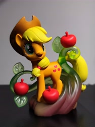 Size: 4344x5792 | Tagged: safe, imported from derpibooru, applejack, pony, apple, food, irl, looking back, photo, popmart, solo, toy