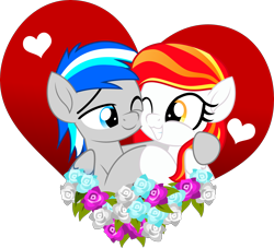 Size: 5000x4545 | Tagged: safe, artist:jhayarr23, imported from derpibooru, oc, oc:diamond sun, oc:hawker hurricane, pegasus, pony, commission, female, heart, hearts and hooves day, love, male, mare, simple background, stallion, transparent background, ych result