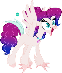 Size: 1280x1486 | Tagged: safe, artist:auroranovasentry, imported from derpibooru, oc, oc only, oc:seafoam crest, classical hippogriff, hippogriff, hybrid, female, interspecies offspring, magical lesbian spawn, offspring, parent:pinkie pie, parent:princess skystar, parents:skypie, simple background, solo, transparent background