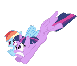 Size: 1280x1095 | Tagged: safe, artist:benpictures1, imported from derpibooru, rainbow dash, twilight sparkle, alicorn, pegasus, pony, power ponies (episode), cute, dashabetes, duo, duo female, falling, female, inkscape, simple background, transparent background, twiabetes, twilight sparkle (alicorn), vector