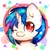 Size: 2000x2000 | Tagged: safe, artist:emy12126, artist:emyjk, imported from derpibooru, dj pon-3, vinyl scratch, pony, unicorn, abstract background, bust, chest fluff, chibi, colored pupils, cute, deviantart watermark, female, head only, mare, missing accessory, obtrusive watermark, one eye closed, portrait, smiling, solo, starry eyes, vinylbetes, watermark, wingding eyes, wink