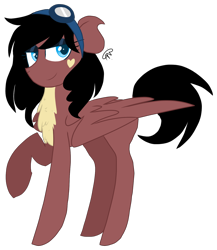 Size: 1322x1524 | Tagged: safe, artist:gallantserver, imported from derpibooru, oc, oc only, oc:onyx thunder, pegasus, pony, female, goggles, mare, offspring, parent:dumbbell, parent:pinkie pie, simple background, solo, transparent background