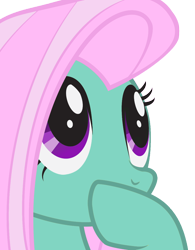 Size: 1018x1304 | Tagged: safe, imported from derpibooru, fluttershy, minty, pony, g3, g3 to g4, g4, generation leap, hoof over mouth, recolor, simple background, transparent background