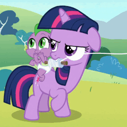 Size: 250x250 | Tagged: safe, edit, imported from derpibooru, screencap, spike, twilight sparkle, dragon, pony, unicorn, season 9, sparkle's seven, spoiler:s09, angry, animated, baby, baby dragon, baby spike, covering mouth, cropped, cute, female, filly, filly twilight sparkle, flashback, floppy ears, gif, giggling, grumpy, kite, loop, mare, mouth hold, perfect loop, reversed, riding, spikabetes, spike riding twilight, twiabetes, unamused, unicorn twilight, younger