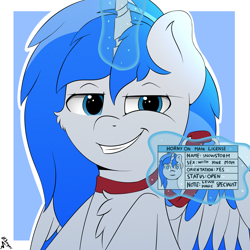 Size: 2000x2000 | Tagged: safe, artist:h3nger, imported from derpibooru, oc, oc only, oc:snowstorm, alicorn, pony, horny on main, magic, male, smiling, smirk, solo, stallion