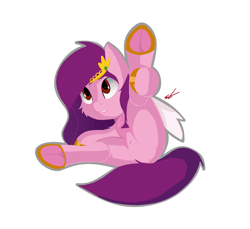 Size: 2896x2656 | Tagged: safe, artist:groomlake, imported from derpibooru, pipp petals, pegasus, pony, butt, colored, crown, featureless crotch, female, frog (hoof), g5, jewelry, lying down, mare, pipp, pipp butt, plot, regalia, simple background, solo, underhoof, white background