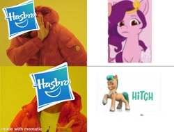 Size: 1200x911 | Tagged: safe, imported from derpibooru, hitch trailblazer, pipp petals, earth pony, pegasus, pony, spoiler:g5, g5, hasbro, hilarious in hindsight, hotline bling, mematic, meme, pipp