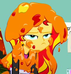 Size: 667x695 | Tagged: safe, imported from derpibooru, screencap, sunset shimmer, eqg summertime shorts, equestria girls, the art of friendship, cropped, grumpy, solo