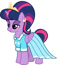 Size: 1246x1428 | Tagged: safe, anonymous artist, derpibooru exclusive, imported from derpibooru, stepford ponies, twilight sparkle, alicorn, pony, .svg available, bedroom eyes, clothes, dress, eyelashes, female, fusion, horns, jewelry, makeup, mare, simple background, smiling, solo, svg, tiara, transparent background, twilight sparkle (alicorn), vector, wings