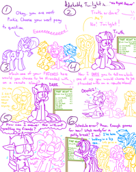 Size: 4779x6013 | Tagged: safe, artist:adorkabletwilightandfriends, imported from derpibooru, applejack, fluttershy, pinkie pie, rainbow dash, rarity, twilight sparkle, alicorn, earth pony, pegasus, pony, unicorn, comic:adorkable twilight and friends, adorkable, adorkable twilight, annoying, bipedal, butt, chalkboard, comic, cute, disappointed, dork, flying, friendship, girls night, grab, grabbing, happy, humor, lip bite, mares night, need to poop, nervous, nostril flare, open mouth, plot, potty emergency, potty time, pulling, shrunken pupils, sitting, slice of life, sliding, stomach noise, stroking mane, sweat, toilet humor, truth or dare, twilight sparkle (alicorn)