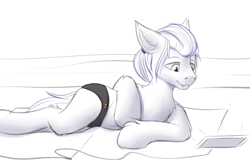 Size: 962x630 | Tagged: safe, artist:snowstormbat, imported from derpibooru, oc, oc only, oc:midnight snowstorm, bat pony, semi-anthro, beach, cellphone, clothes, fangs, lying, male, phone, ponytail, solo, speedo, stallion, swimsuit, towel