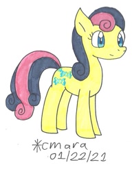 Size: 805x1048 | Tagged: safe, artist:cmara, imported from derpibooru, bon bon, sweetie drops, earth pony, pony, female, mare, simple background, solo, traditional art, white background