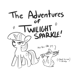 Size: 3000x3000 | Tagged: safe, artist:tjpones, imported from derpibooru, spike, twilight sparkle, dragon, pony, unicorn, black and white, female, grayscale, grimbo, lineart, male, mare, monochrome, simple background, unicorn twilight, white background