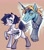 Size: 1895x2160 | Tagged: safe, artist:lunnita_pony, imported from derpibooru, oc, oc only, pegasus, pony, unicorn, blushing, butt, dock, plot