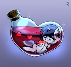 Size: 3440x3256 | Tagged: safe, artist:dark_nidus, imported from derpibooru, oc, oc only, oc:bronyast, pony, unicorn, commission, male, pony in a bottle, solo, ych result